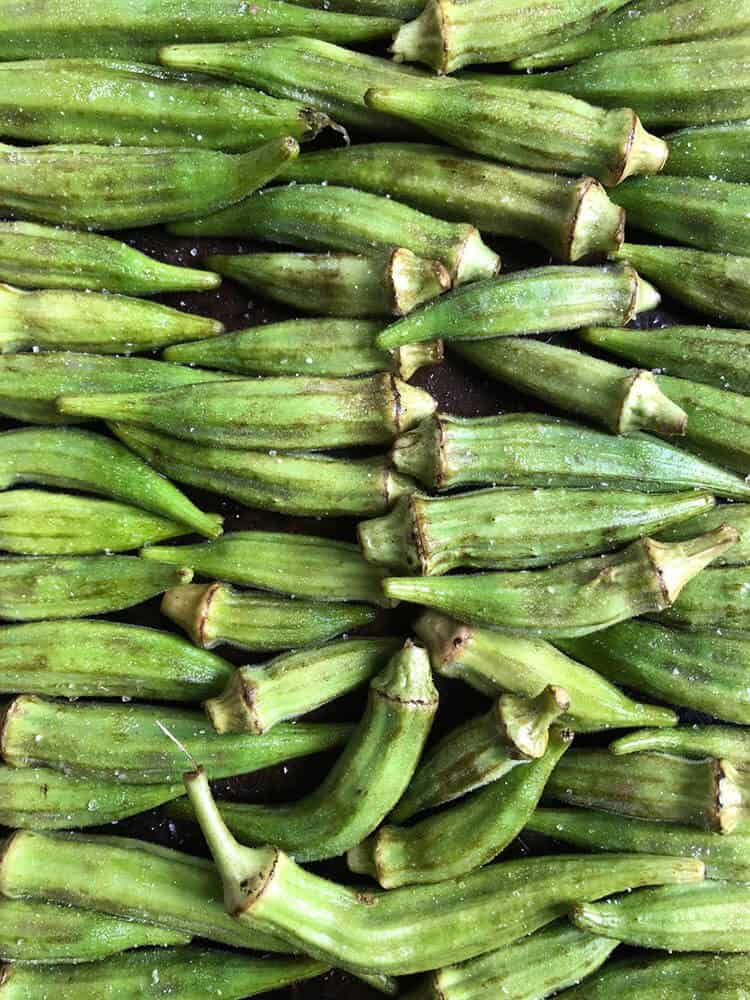 Okra ready for the oven