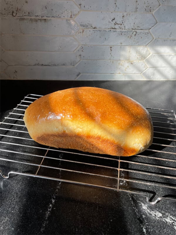 Sourdough loaf buttered