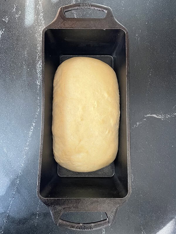 Sourdough loaf in a tin